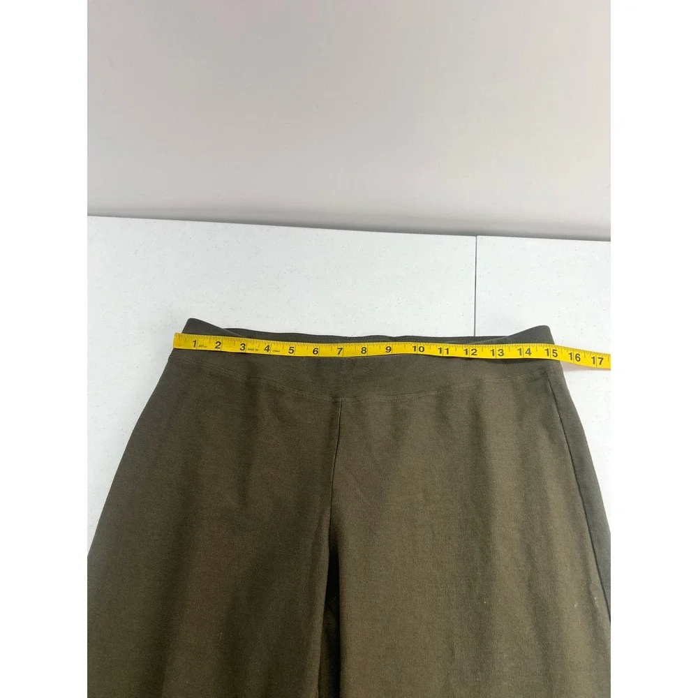 Eileen Fisher Small Green Pull On Pants Sustainable Stretch Jersey Minimalist